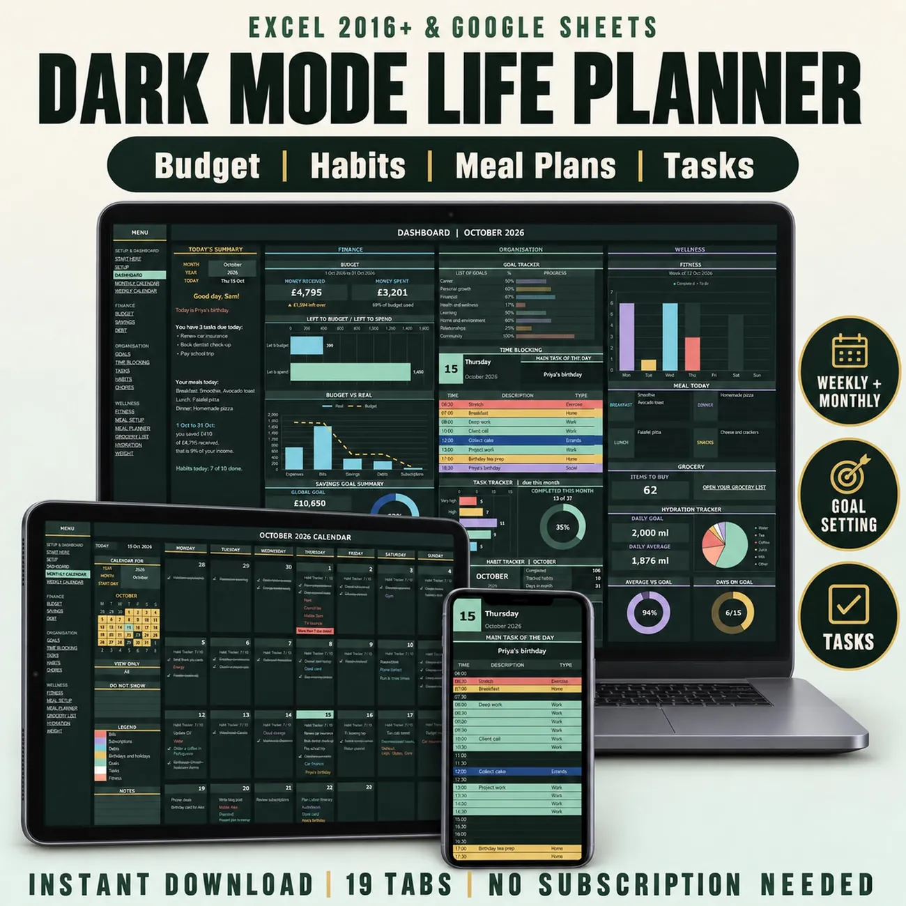Dark Mode Life Planner - Plan your whole life in one dark mode workbook.