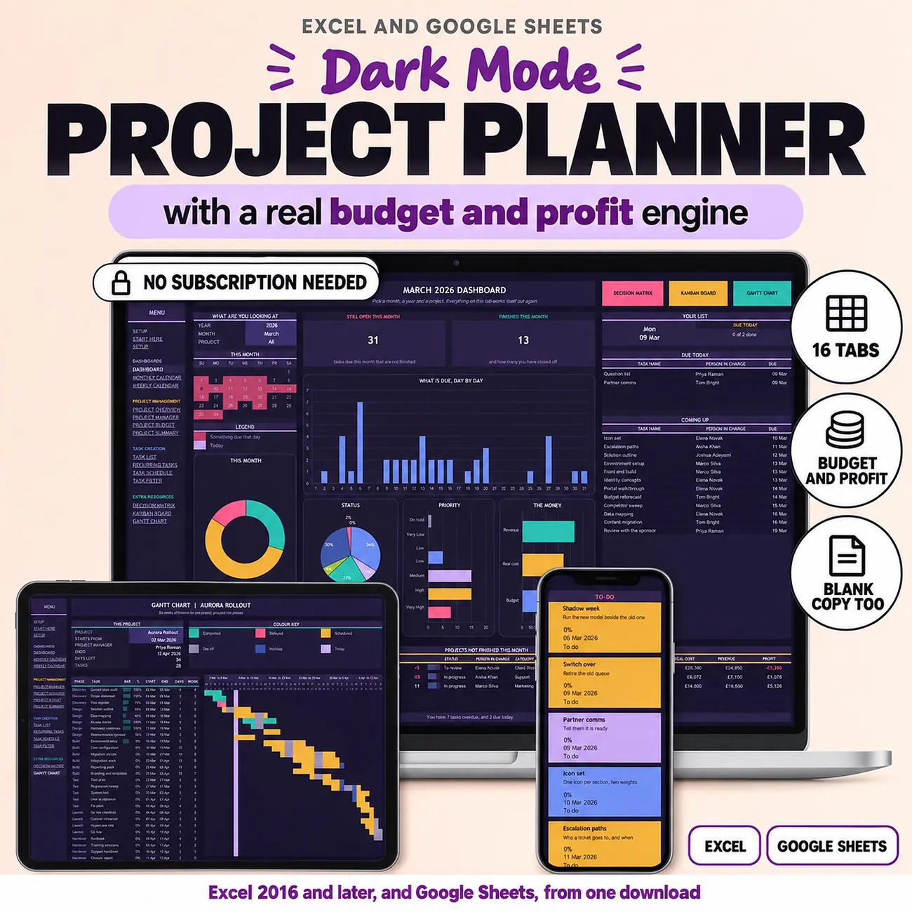 Dark Mode Project Planner