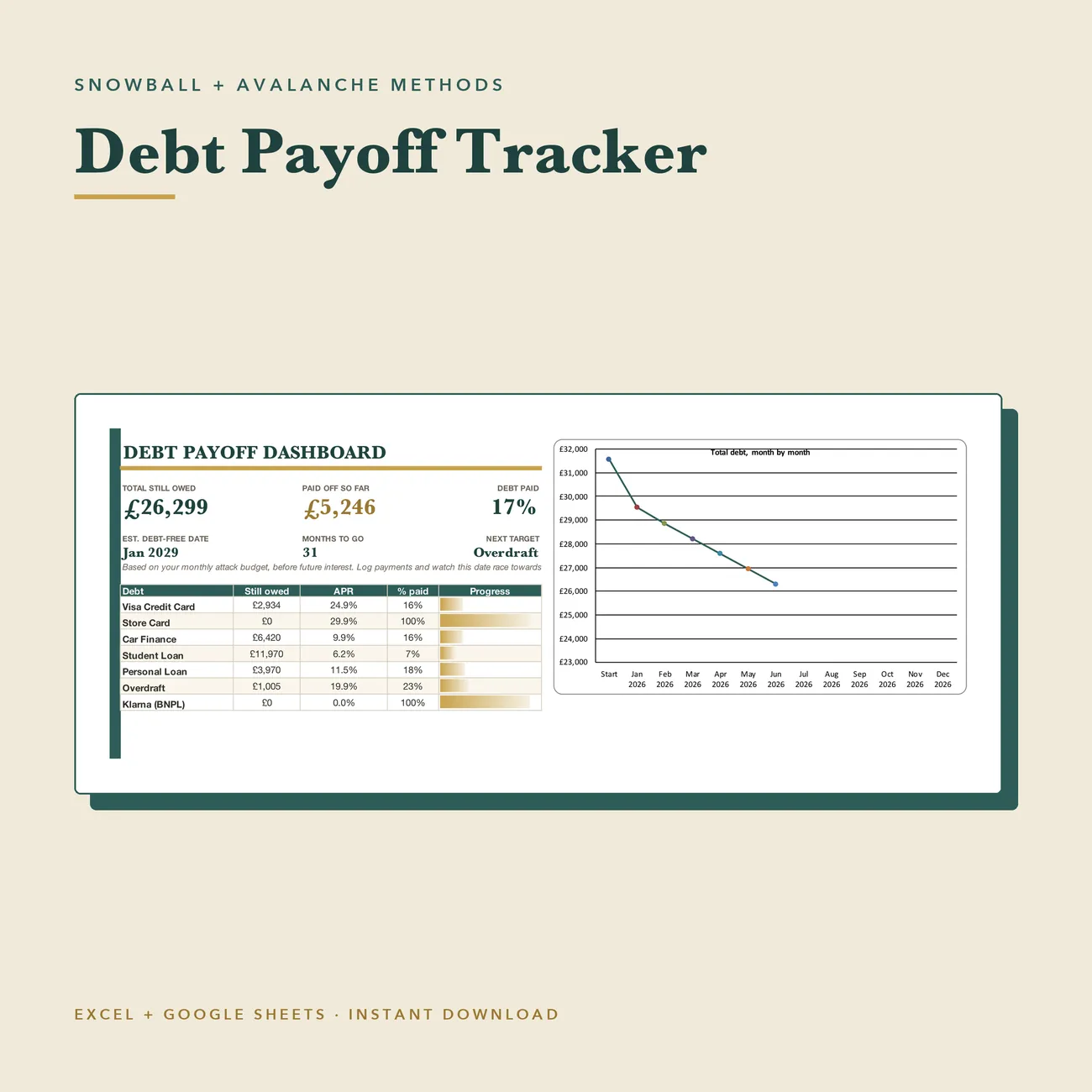 Debt Payoff Tracker dashboard