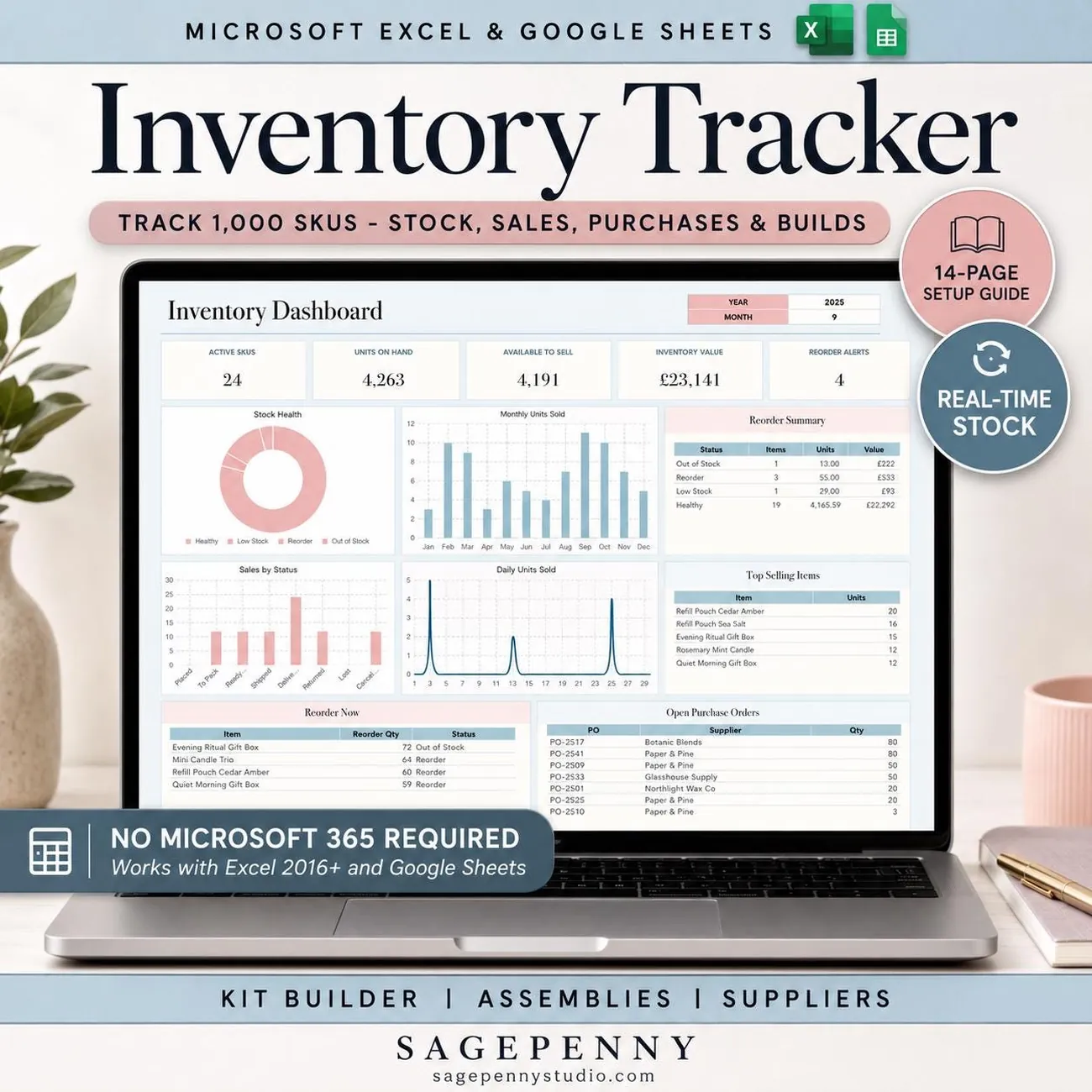 Small Business Inventory Tracker - Know what you hold, what is reserved and what to reorder.