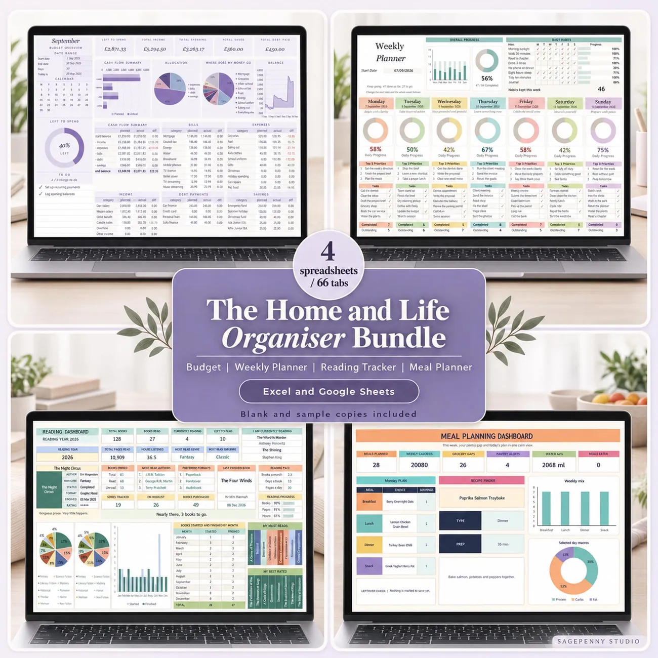 Home & Life Organiser Bundle - Four planners for the whole household, in one download.