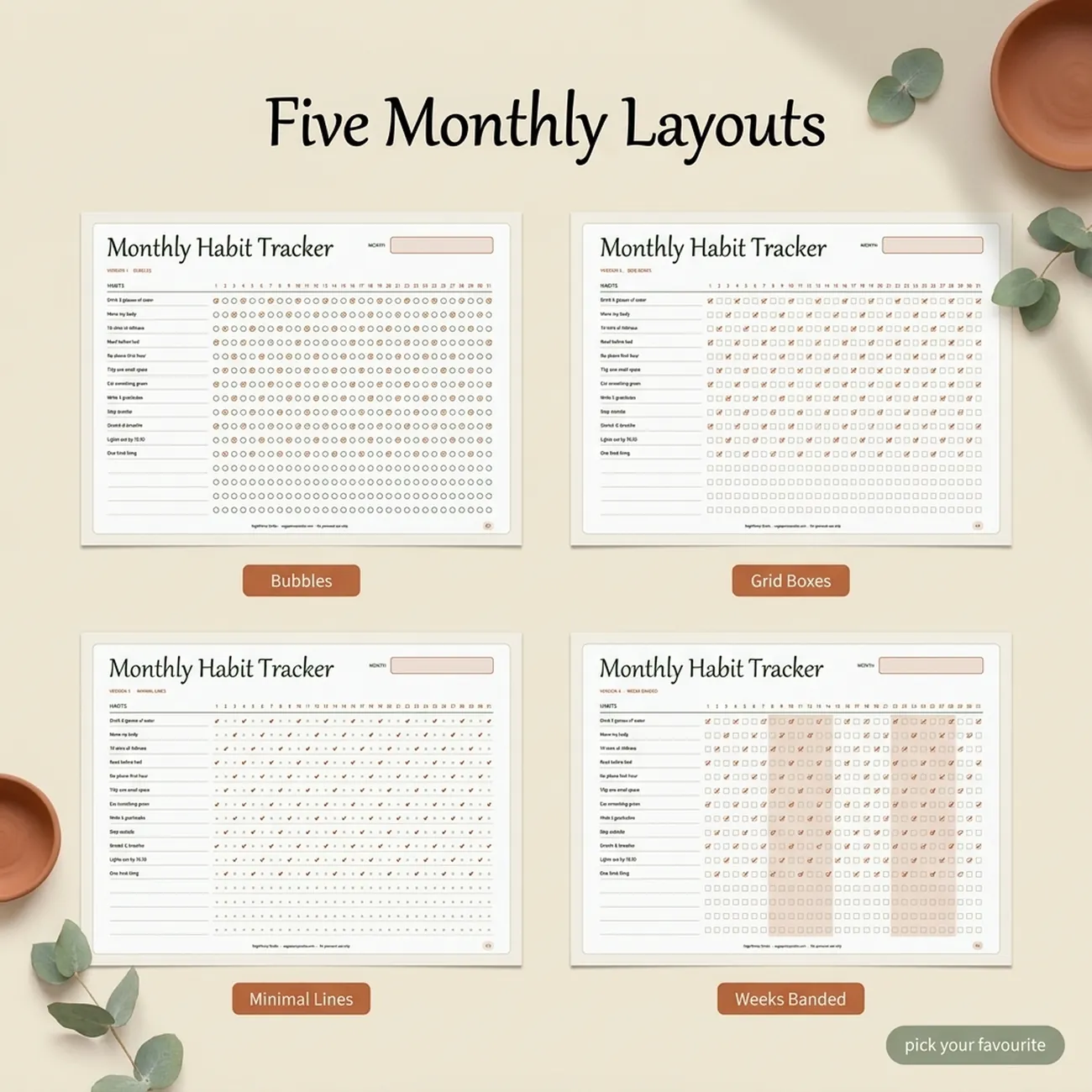 Five Monthly Layouts thumbnail