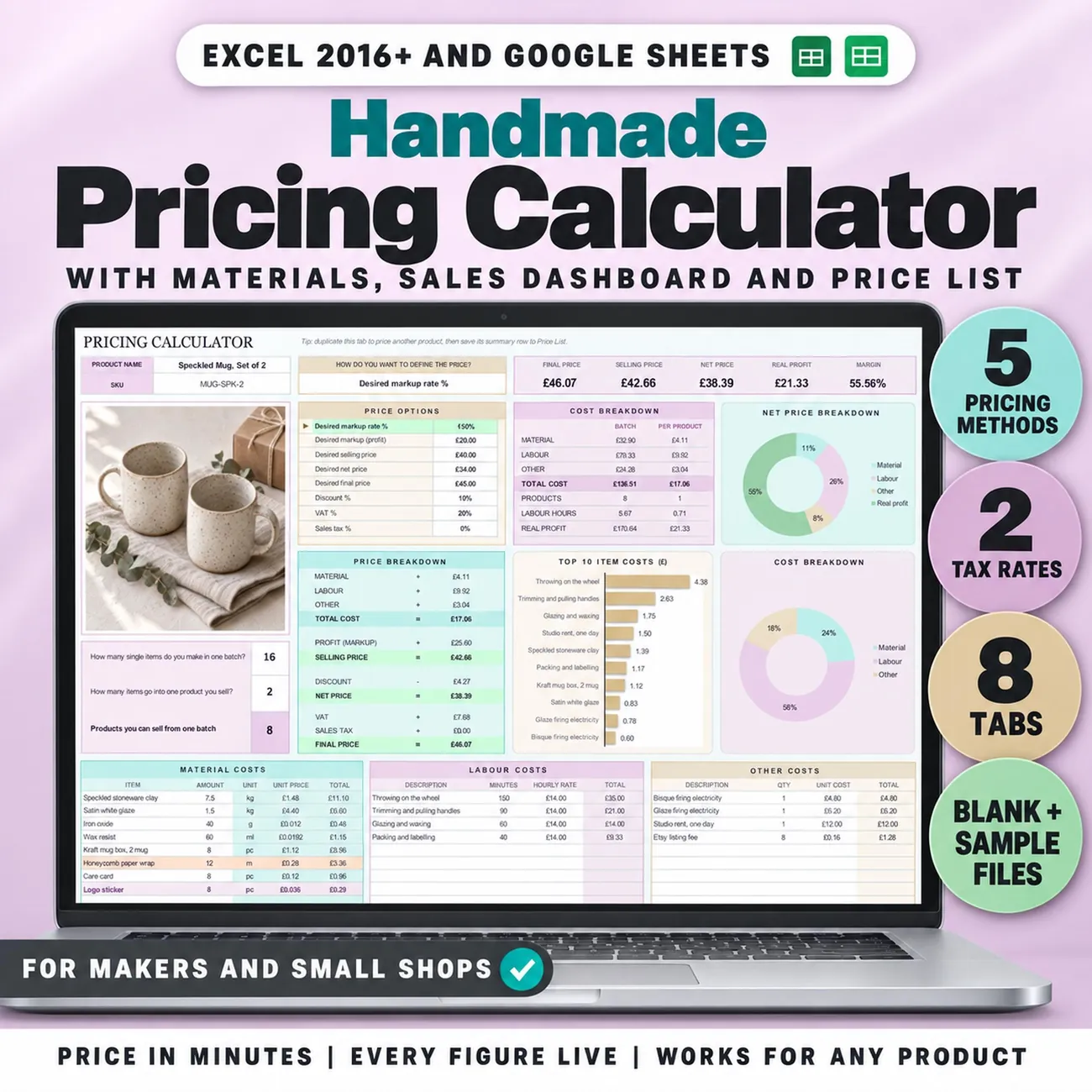 Product Pricing Calculator - Know exactly what to charge for everything you make.
