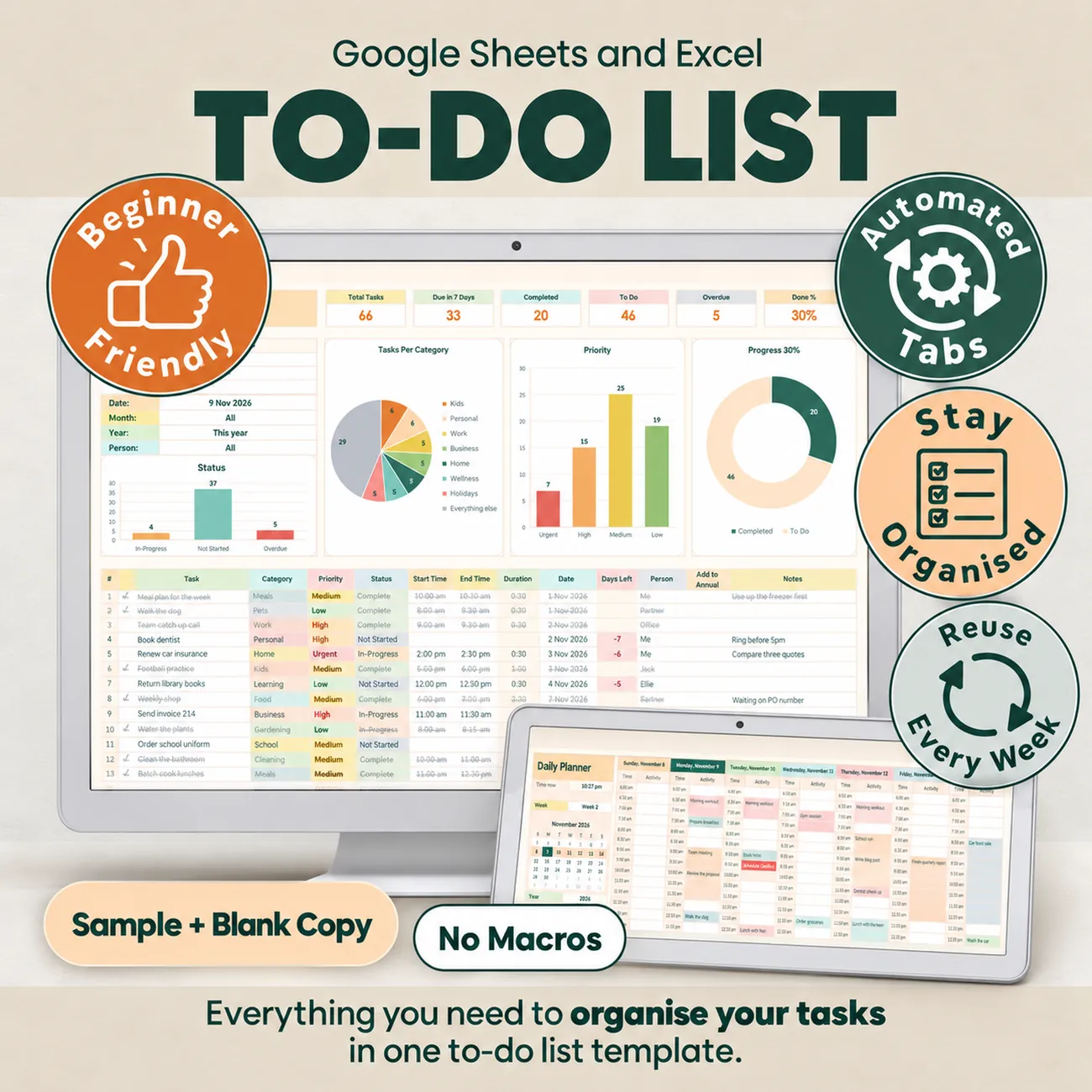 To-Do List - Type a task once and your day, month and year plan themselves.
