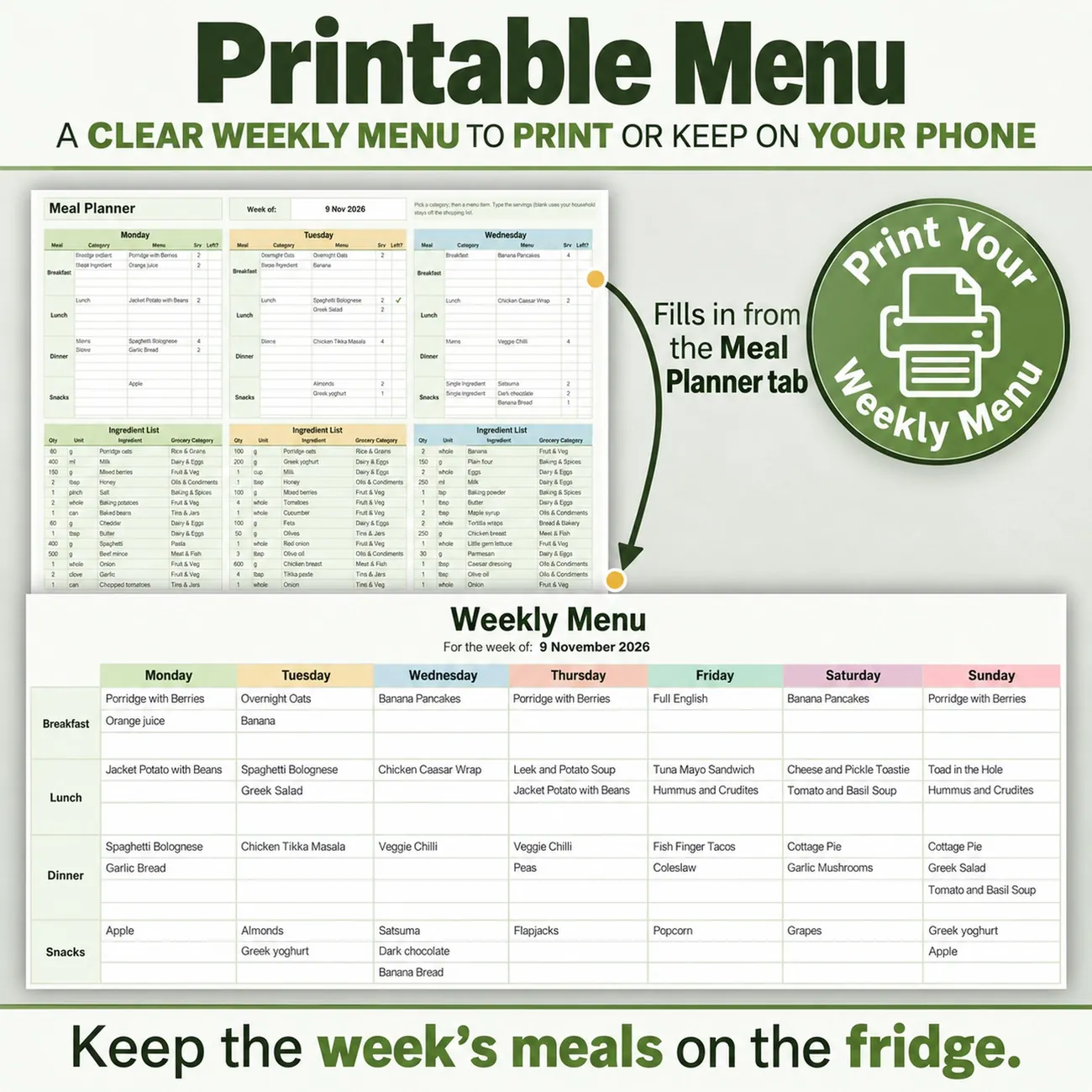 Printable Menu thumbnail