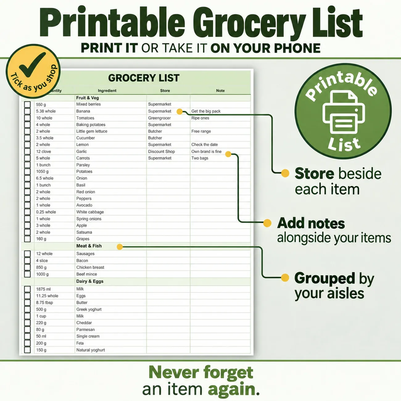 Printable Grocery List thumbnail