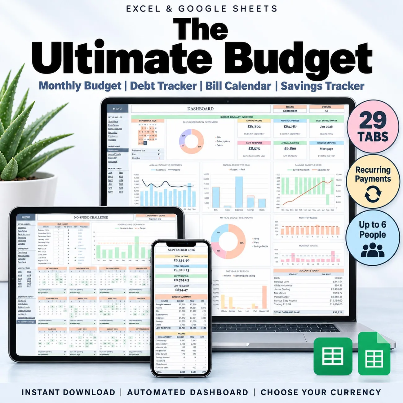 The Ultimate Budget, Multicolour - Enter every payment once. A whole budget year fills itself in.