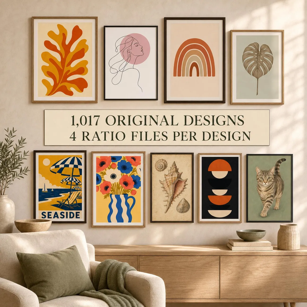Printable Wall Art Mega Bundle - 1,017 original printable art prints across 12 curated collections.